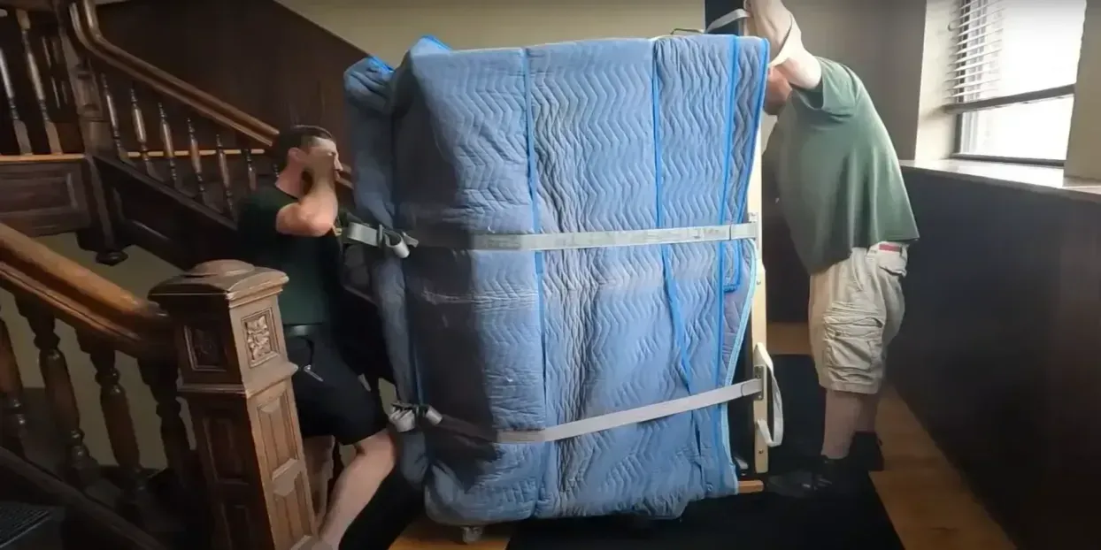 Professional movers carrying boxes